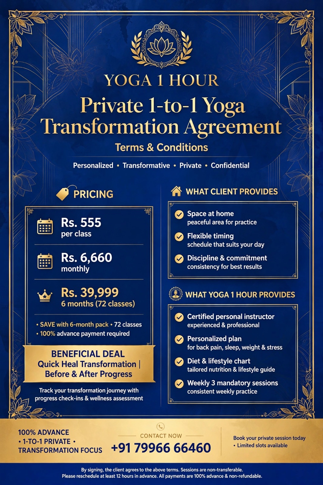 Private Yoga transformation agreement